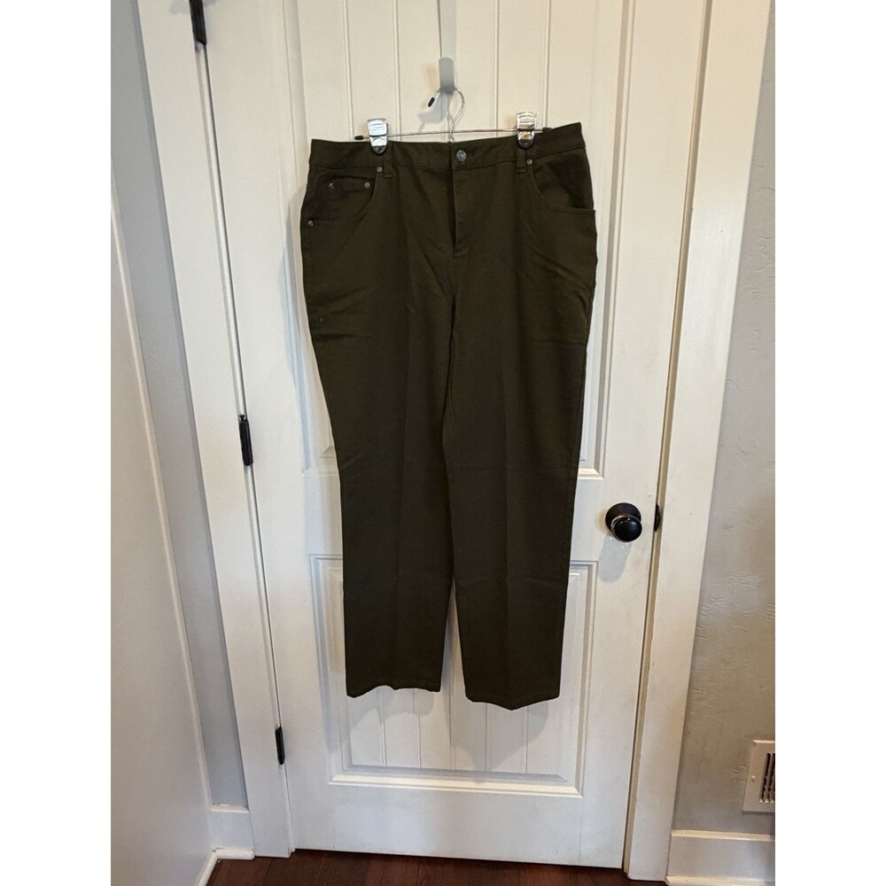 CJ Banks Pants Womens 16W AVG NWT Olive Green Straight Leg 5 Pocket Stretch